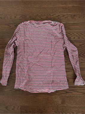 Striped Long-Sleeve Crewneck Top - Red, blue & White - American apparel